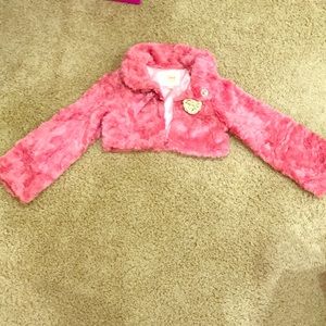 💡Children’s Place Pink Faux Fur Crop Jacket Coat